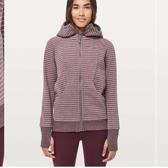 Lululemon Scuba Hoodie *Classic Cotton Fleece Purple Striped - Picture 1 of 12